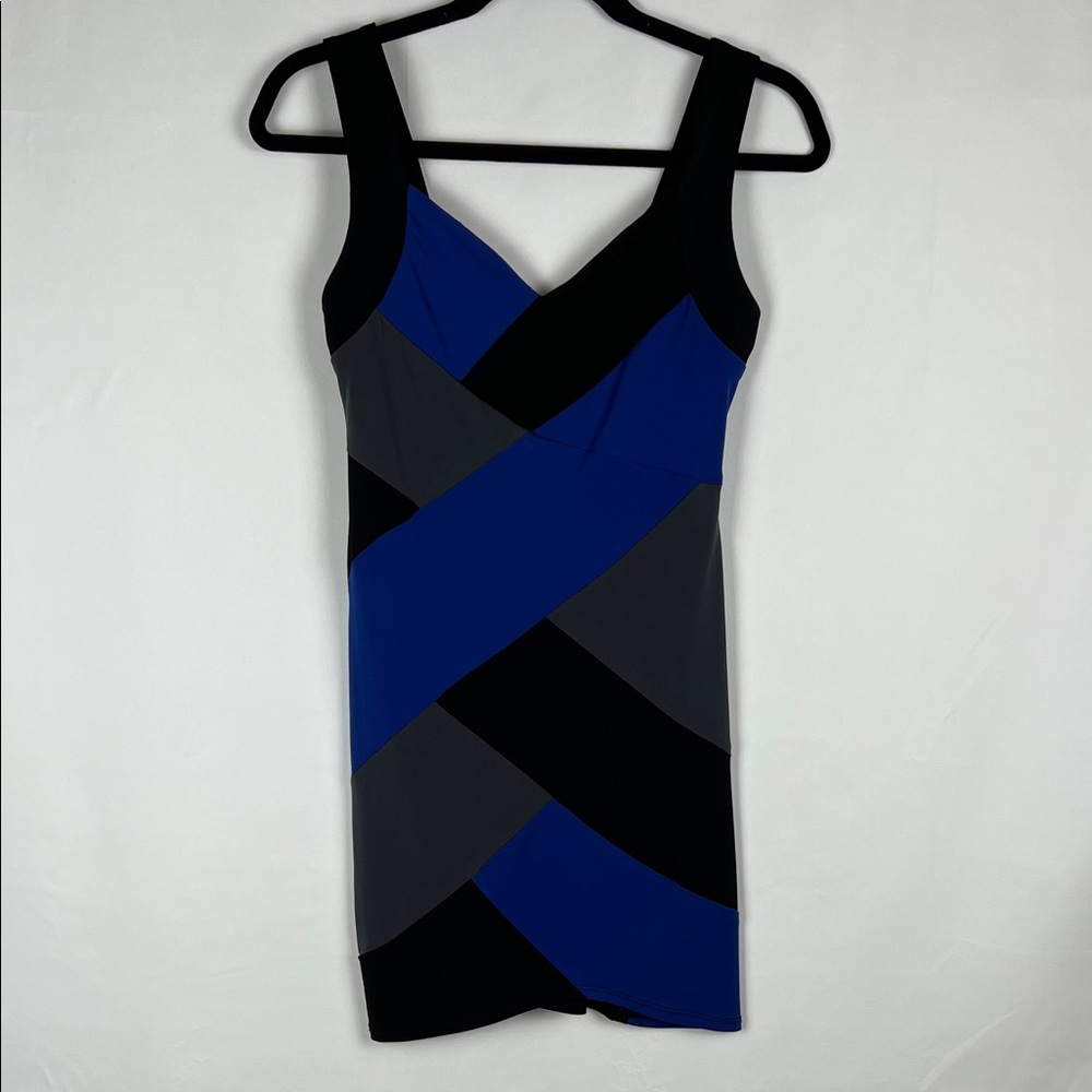 Ruby Rox Black, Blue and Gray Mini Dress Size Medium